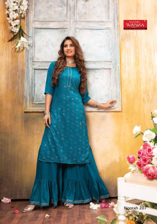 Wanna Noorah 2 Fancy Festive Wear Rayon With Heavy Work  Kurti With Sharara Collection